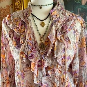 Sundance Ruffle Floral Blouse